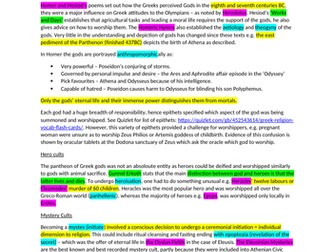 A* OCR Classical Civilisation A-Level Notes (Greek Religion)