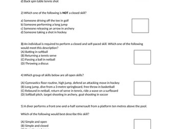 Classification of Skill Questions for GCSE PE