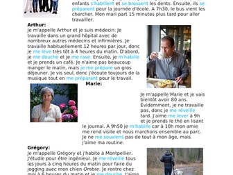 French Reflexive Verbs Reading: Daily Routines: Lecture en Français