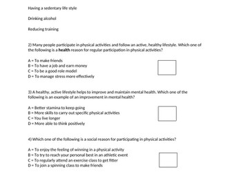 Physical, Mental and Social Well-being Questions for GCSE PE