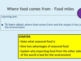 KS3 Food Miles Remote Learning