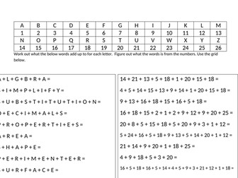 key word maths adding starter