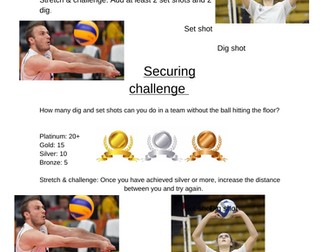 Volleyball differentiated challenge cards