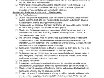 Charles I, 1625-1640 OCR History notes