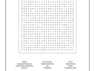 Mathematics Word Search - Probability