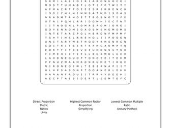 Mathematics Word search - Direct proportion