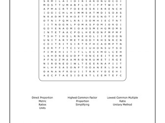 Mathematics Word search - Direct proportion