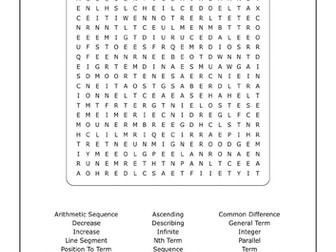 Mathematics Word Search - Sequences and Graphs
