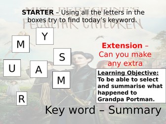 Miss Peregrine - Scheme of Work