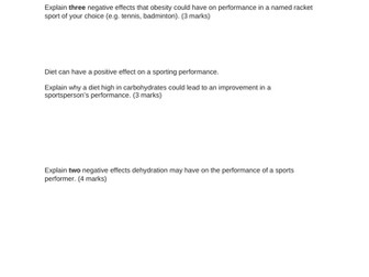 GCSE PE Revision 4 lessons, Health, Obesity, Diet, Hydration, Muscles, Bones, Joints, Respiration