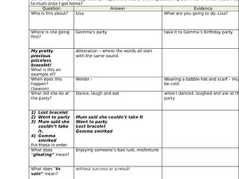 Reading Comprehension - reading between the lines.  KS2