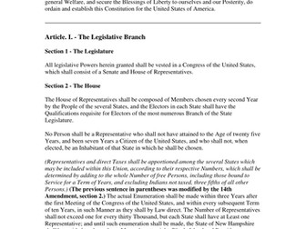 US Constitution and Federalism - Government and Politics of the USA Edexcel A-Level