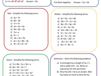 simplifying algebra collecting like term
