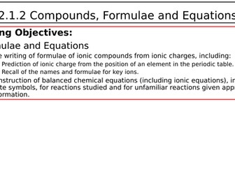 OCR Chemistry 2.1.2 Compounds, Formulae and Equations