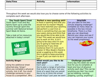 Home Learning National Sports Week