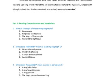 The Ickabog by J. K. Rowling - Chapters 1-8 - Reading comprehension and vocabulary worksheets