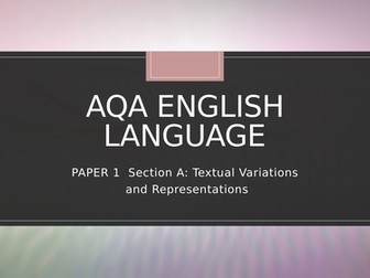 Presentation on Texts and Representation AQA A Level Language Paper 1 Section A