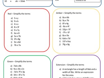 Simplifying Algebra - Multiplying Terms