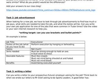 Tudors- responding to a job advert