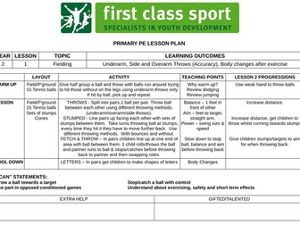 KS1 PE Plans - Year 2 - Fielding/Striking x 3 Plans