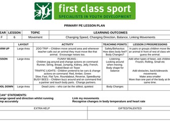 EYFS PE Plans - Reception - Movement x 6 Plans