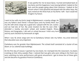 Nelson Mandela goes to high school - Reading Comprehension