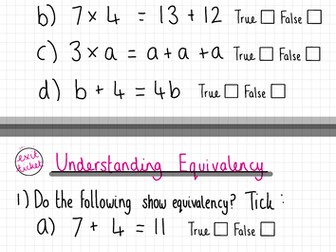 Equality & Equivalence Exit Tickets - Year 7 White Rose Maths