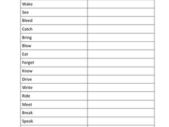 Present to Past Tense Worksheet