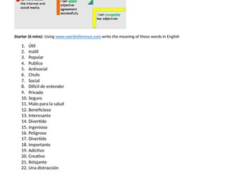 Las redes sociales- social networks KS3