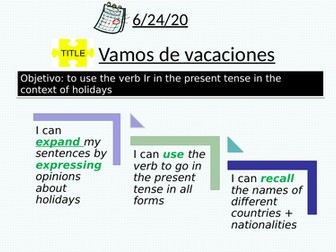 vacaciones- ir en presente- holidays verb to go present tense