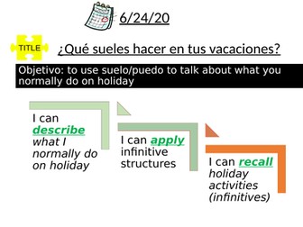 suelo/puedo hacer en vacaciones- holiday activities KS3