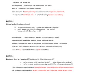 AQA GCSE French F Gen Con Qs  and As