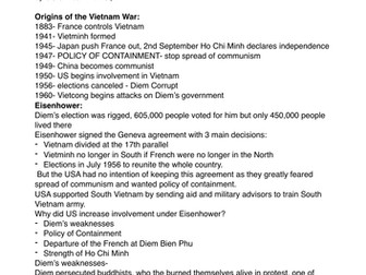 Vietnam War Notes & Timeline - Edexcel GCSE History