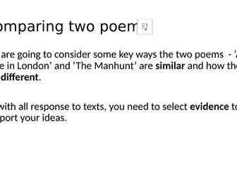 Eduqas GCSE Literature  - Eduqas Poetry Anthology - Comparing 'A Wife in London' and 'The Manhunt'