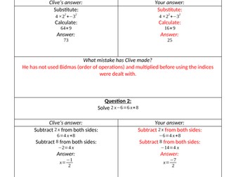 Clumsy Clive's Algebra Tests 1 & 2