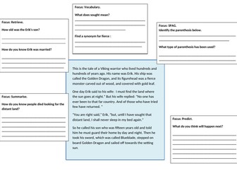 The Saga of Erik the Viking comprehension aimed at year 5