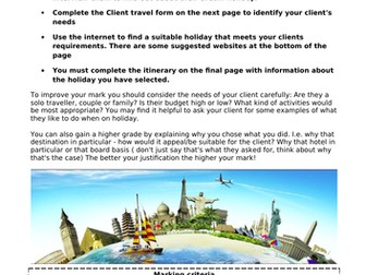 Travel and Tourism Planning a trip activity
