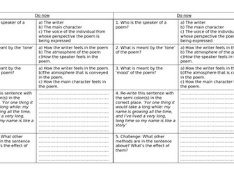 Walking Away Day-Lewis (AQA Love and Relationships) Two Lesson Sequence