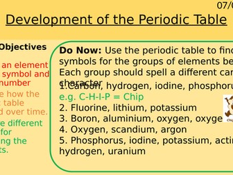 C2.1 Development of the Periodic Table