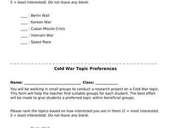 Cold War Topics Research Project