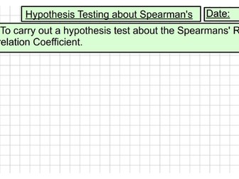Hypothesis Testing Around Spearmans Rank (Unit 10 - Introduction to Hypothesis Testing)