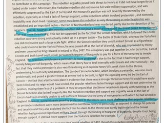 A*HenryVII TudorsEssayAQA 1C Rebellions/Pretenders