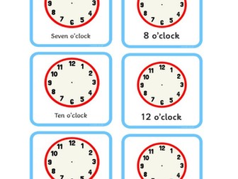 Telling the time to the hour-o'clock