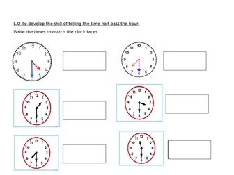 Telling the time-Half past the hour