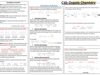 AQA C10 Knowledge Organser