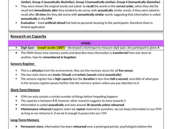 AQA A level Psychology Memory Revision Guide