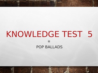 OCR GCSE Knowledge Tests- Conventions of Pop
