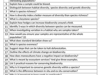 Biology AS level active recall questions