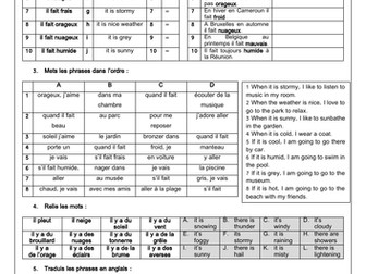 Weather / le temps - French (3 worksheets)