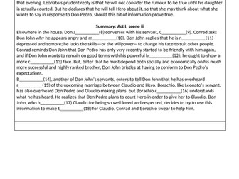 Much Ado About Nothing gap fills/ clozes